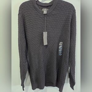 Shaquille O’Neal NWT  Men’s Textured Crew Neck Cotton Blend Sweater Black XLT